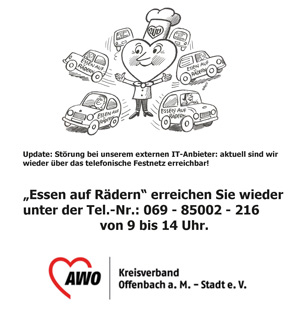 Essen auf Rädern wieder telefonisch erreichbar!